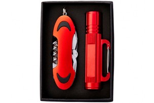 Подарочный набор Ranger с фонариком и ножом, красный