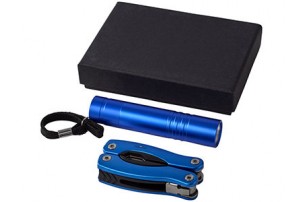 Подарочный набор Scout с многофункциональным ножом и фонариком, синий