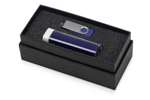 Подарочный набор Flashbank с флешкой и зарядным устройством, синий