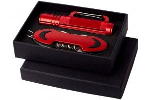 Подарочный набор Ranger с фонариком и ножом, красный