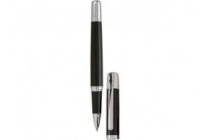 Ручка-роллер Ungaro модель «Volterra» в футляре, черный/серебристый