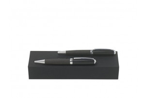 Подарочный набор: ручка шариковая, ручка-роллер. Hugo Boss, темно-серый/черный