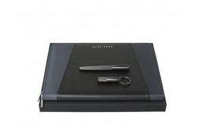 Подарочный набор: брелок, ручка-роллер, папка для конференций А4. Hugo Boss