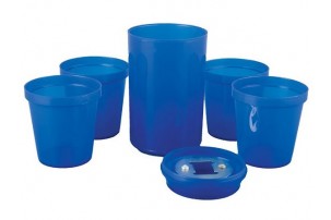 Набор "Plastglass": 4 стакана с открывалкой, синий