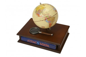 Настольный прибор "Магеллан": глобус, лупа, атлас мира на русском языке