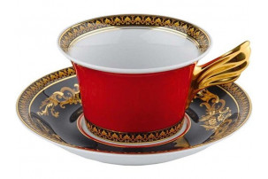 Чайная пара Versace «Medusa», красный/золотистый