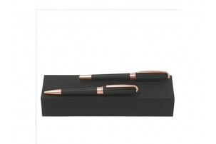 Подарочный набор: ручка шариковая, ручка-роллер. Hugo Boss, черный/розовое золото