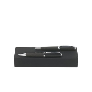 Подарочный набор: ручка шариковая, ручка-роллер. Hugo Boss, темно-серый/черный