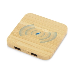 USB-хаб с беспроводной зарядкой из бамбука Plato