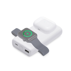 Внешний беспроводной аккумулятор 2-в-1 с функцией зарядки Apple Watch, QC/PD «AtomIQ», 10000 мАч, белый