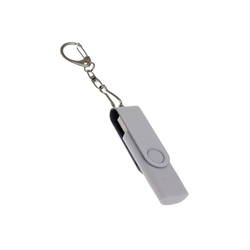USB-флешка на 32 Гб 2 в 1 поворотный механизм, c дополнительным разъемом Type-C с одноцветным металлическим клипом, белый