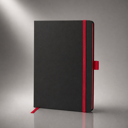 Блокнот "ColorNote Black", твердая обложка A5, 80 листов, черный с красным (Р)
