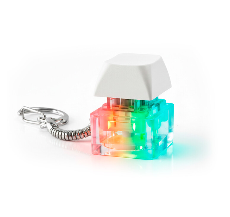 Брелок PUSH ME с LED подсветкой (фонарик), Белый