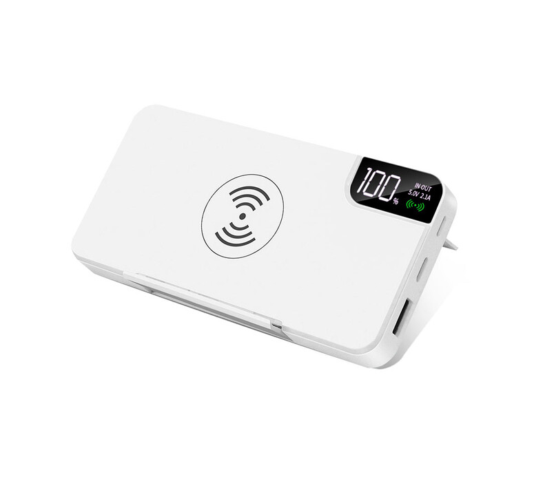 Внешний аккумулятор gPro QI, с беспроводной зарядкой 10000 mAh, белый