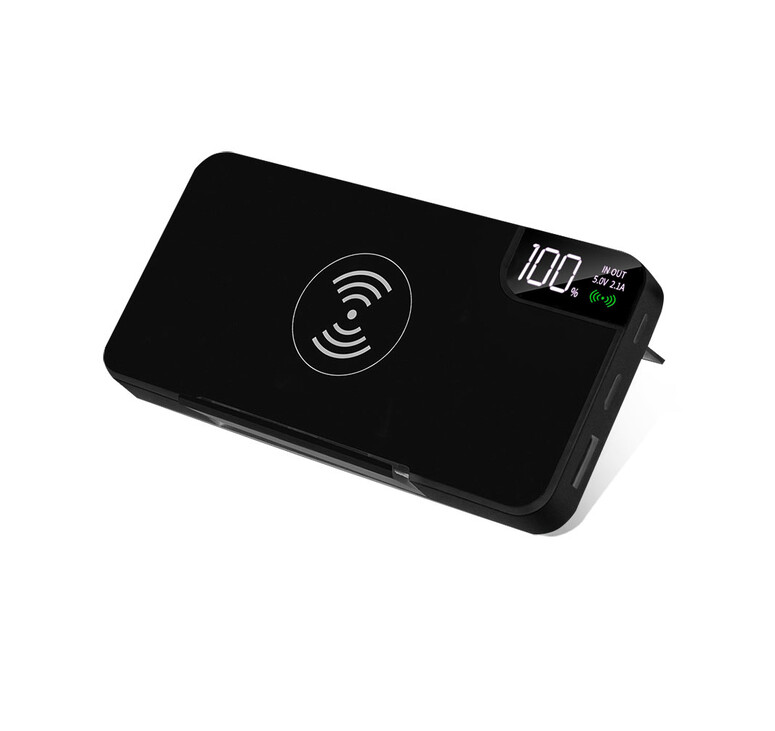 Внешний аккумулятор gPro QI, с беспроводной зарядкой 10000 mAh, черный