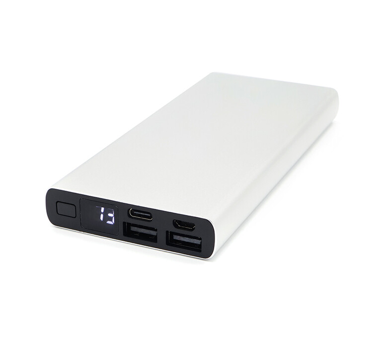 Внешний аккумулятор Höginn в металлическом корпусе, 10000mAh, серый.