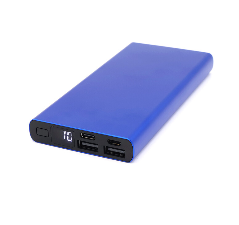Внешний аккумулятор Höginn в металлическом корпусе, 10000mAh, синий.