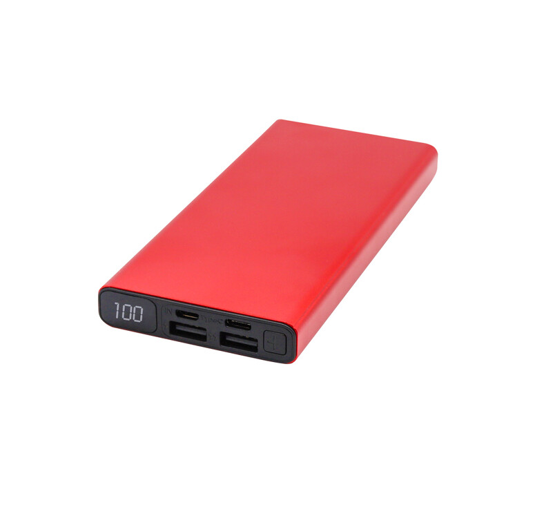 Внешний аккумулятор Höginn в металлическом корпусе, 10000mAh, красный