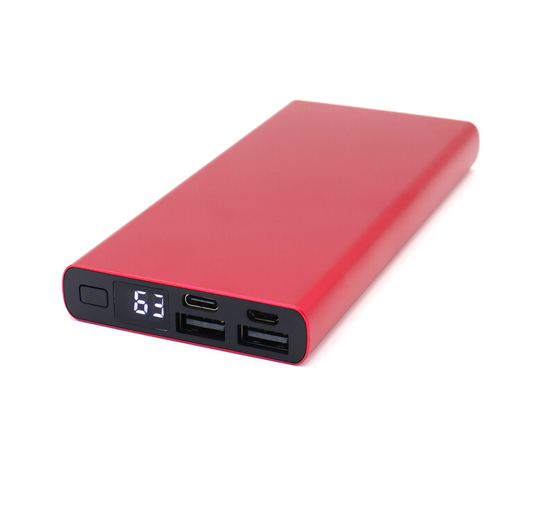Внешний аккумулятор Höginn в металлическом корпусе, 10000mAh, красный.
