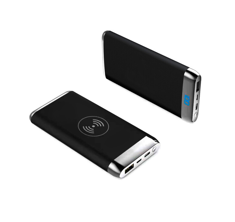 Внешний аккумулятор Wolfrock с беспроводной зарядкой soft-touch покрытием, 10000 mAh, черный