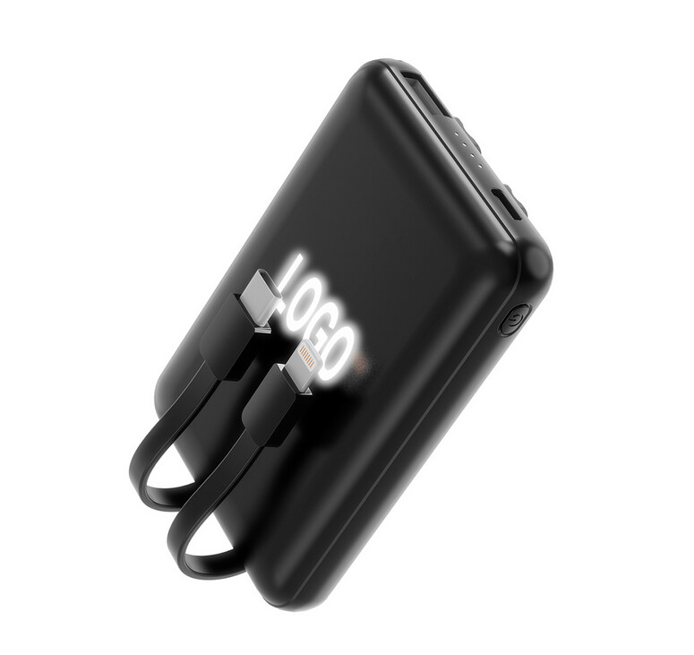 Внешний аккумулятор Eron с подсветкой гравировки, 5000 mAh, чёрный/белый
