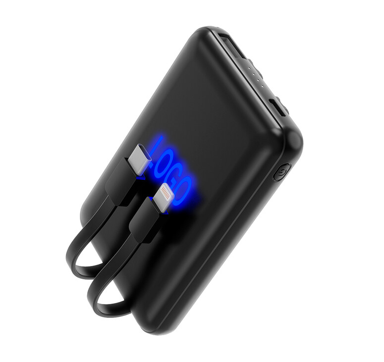 Внешний аккумулятор Eron с подсветкой гравировки, 5000 mAh, чёрный/синий