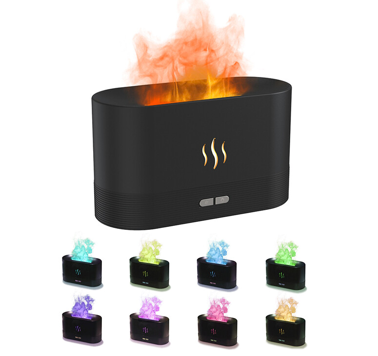 Светодиодный USB увлажнитель-ароматизатор Flame RGB, черный
