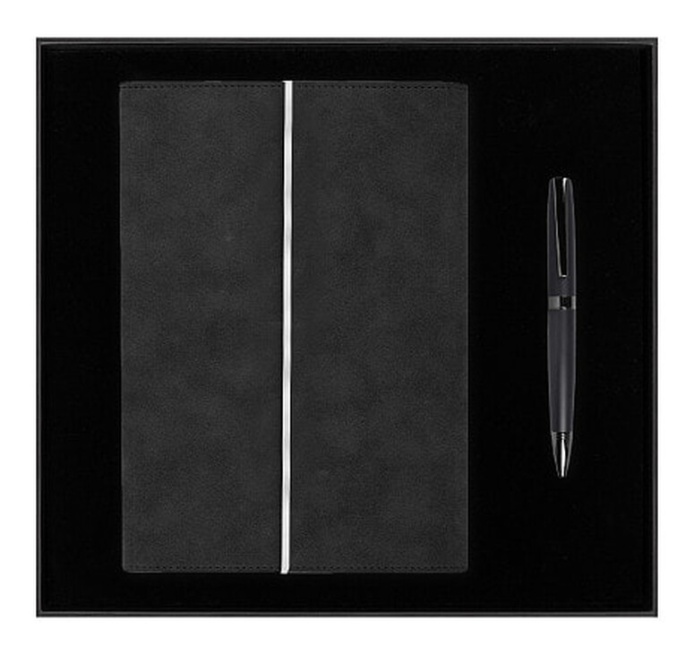 Набор подарочный Solution Prestige Duo, (Ежедневник в суперобложке Country Galaxy Nuba A5+, Ручка шариковая матовая Prime), черный