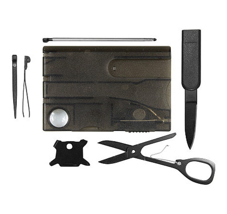 Карточка Tools Nailcare 10 функций, инструменты из нержавеющей стали, корпус из полупрозрачного черного пластика