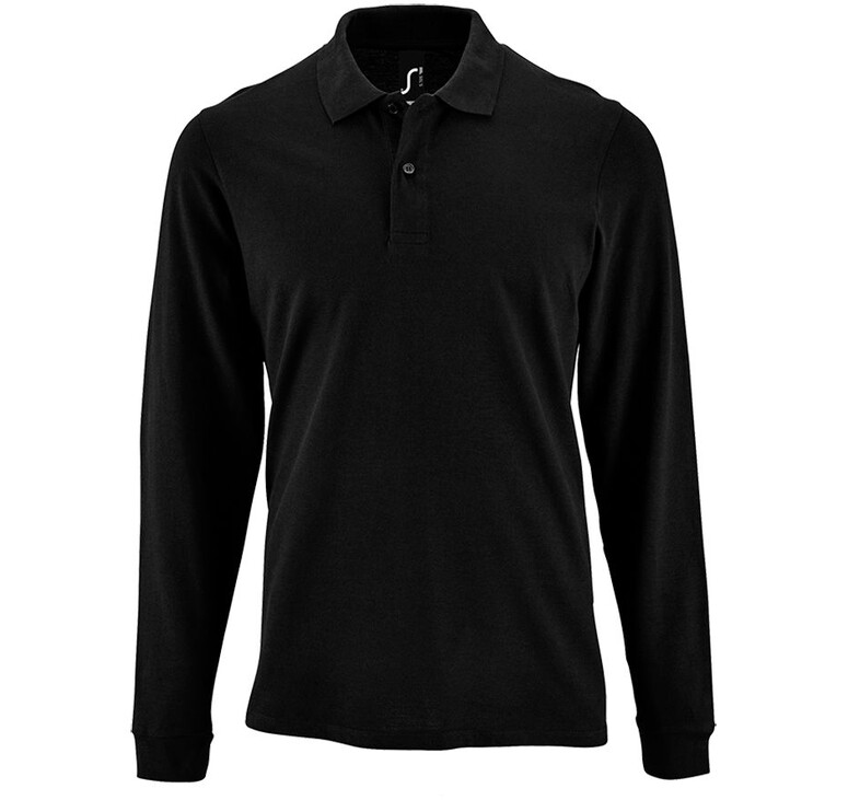 Рубашка поло мужская с длинным рукавом Perfect LSL Men черная, размер 3XL