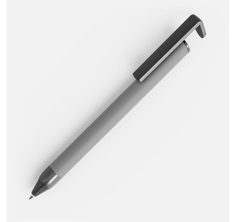 Ручка шариковая Standic Soft Touch с подставкой для телефона, серая