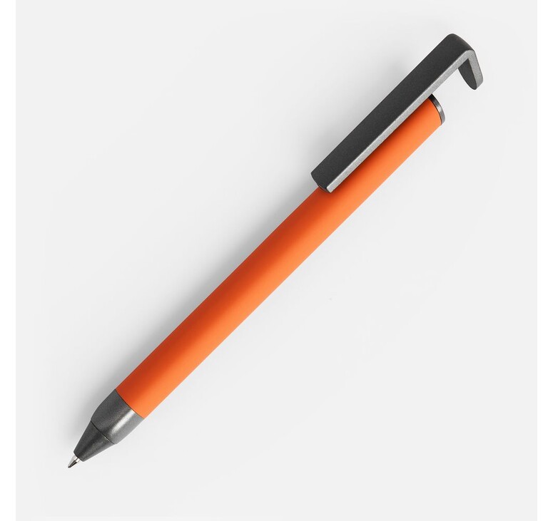 Ручка шариковая Standic Soft Touch с подставкой для телефона, оранжевая