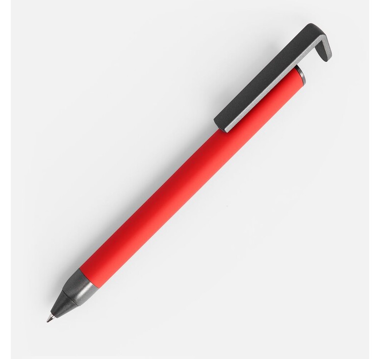 Ручка шариковая Standic Soft Touch с подставкой для телефона, красная