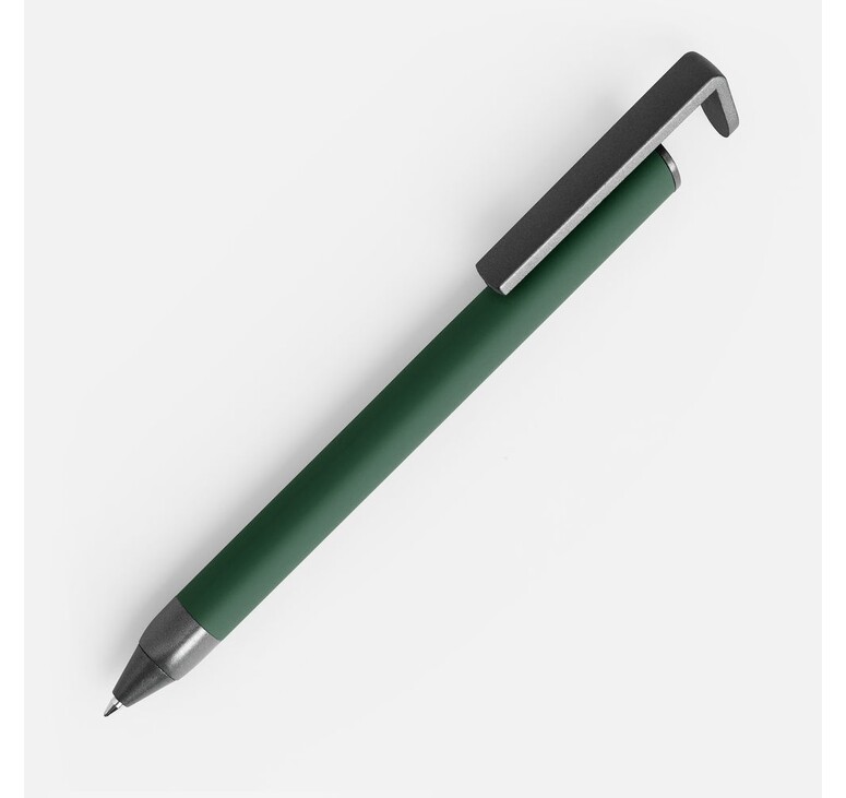 Ручка шариковая Standic Soft Touch с подставкой для телефона, зеленая