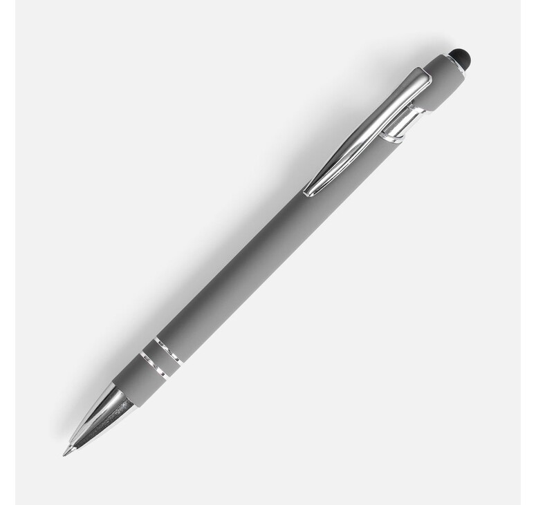 Ручка шариковая Pointer Soft Touch со стилусом, серая
