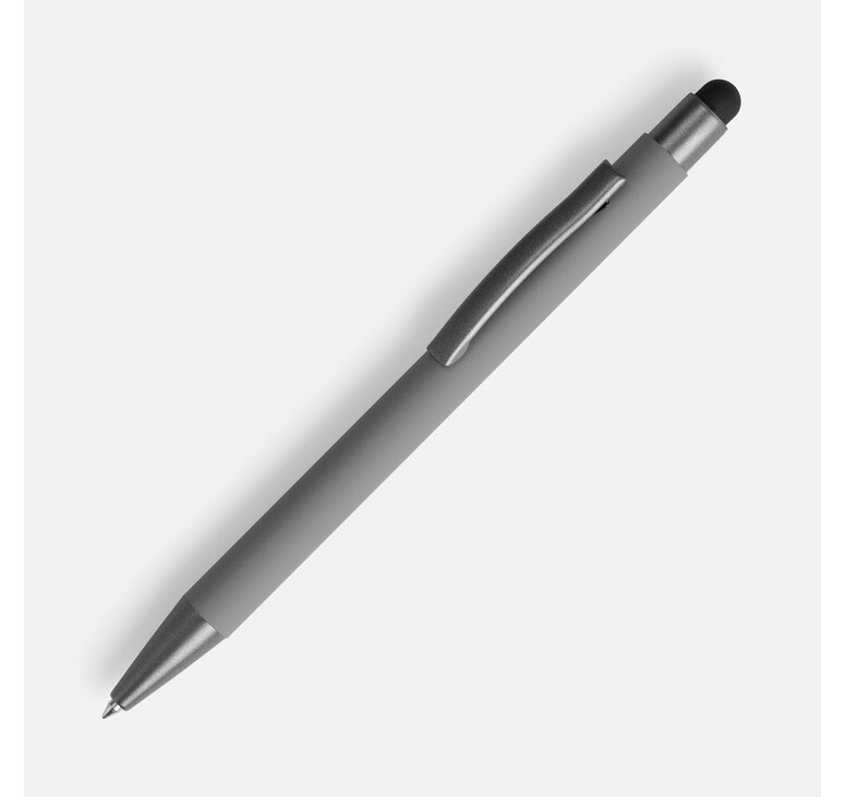 Ручка шариковая Atento Soft Touch со стилусом, серая