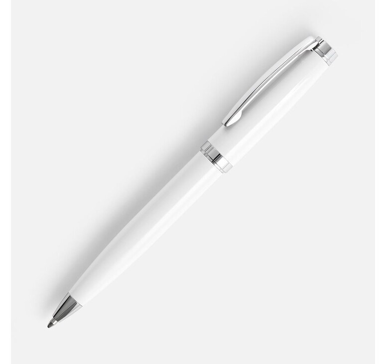 Ручка шариковая Letra Chrome, глянцевая, белая