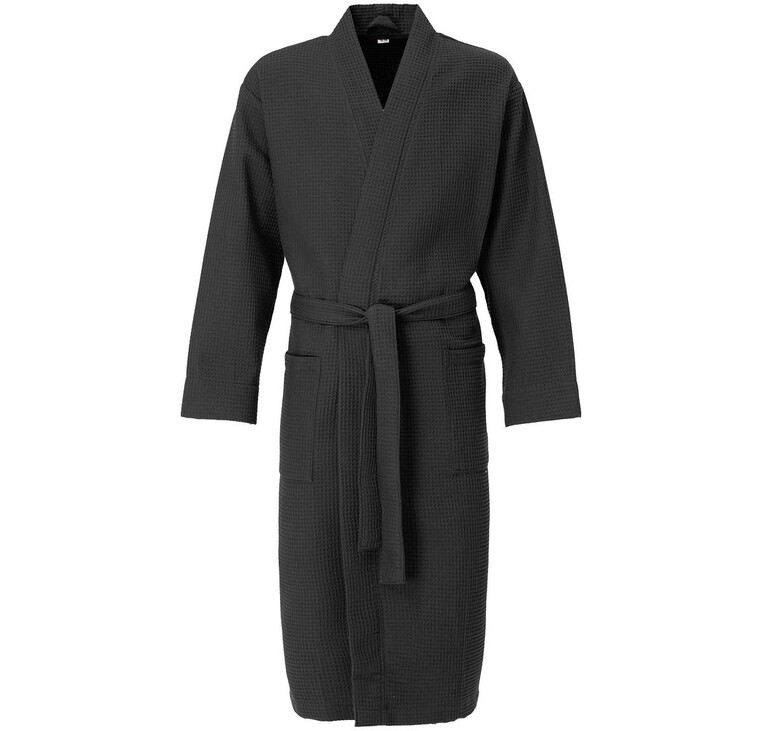 Халат вафельный Kimono, черный, размер M/L
