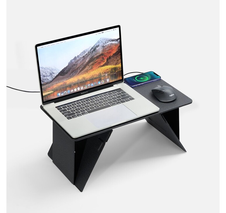 Складной стол для ноутбука с беспроводной зарядкой Kickstand Table, серый