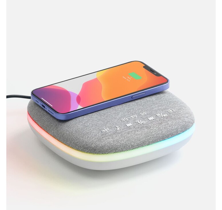 Bluetooth-колонка с беспроводной зарядкой и подсветкой Terrafonic, серая