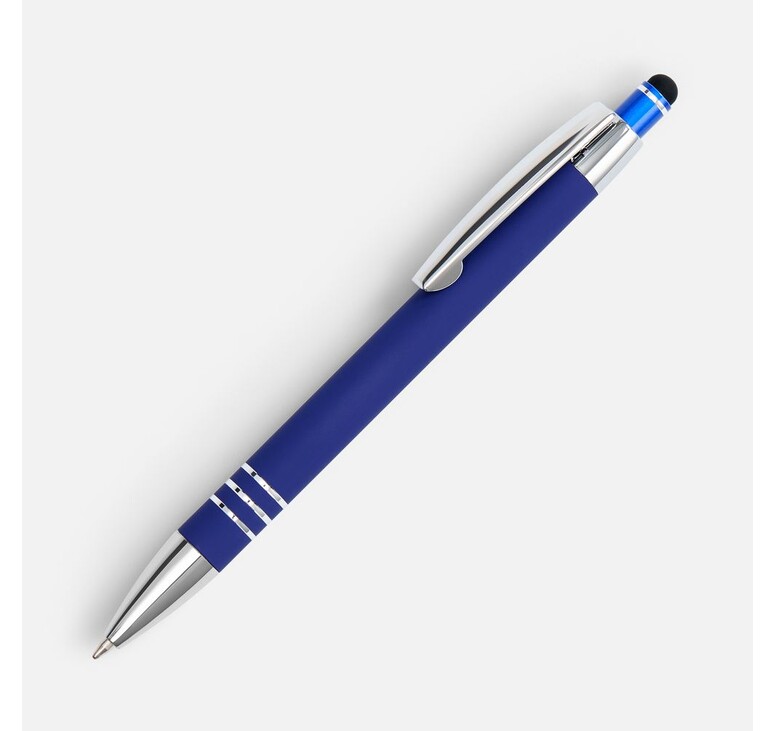 Ручка шариковая Sansen Soft Touch со стилусом, синяя