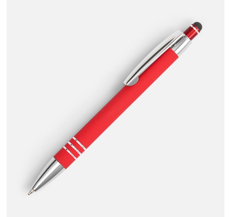 Ручка шариковая Sansen Soft Touch со стилусом, красная