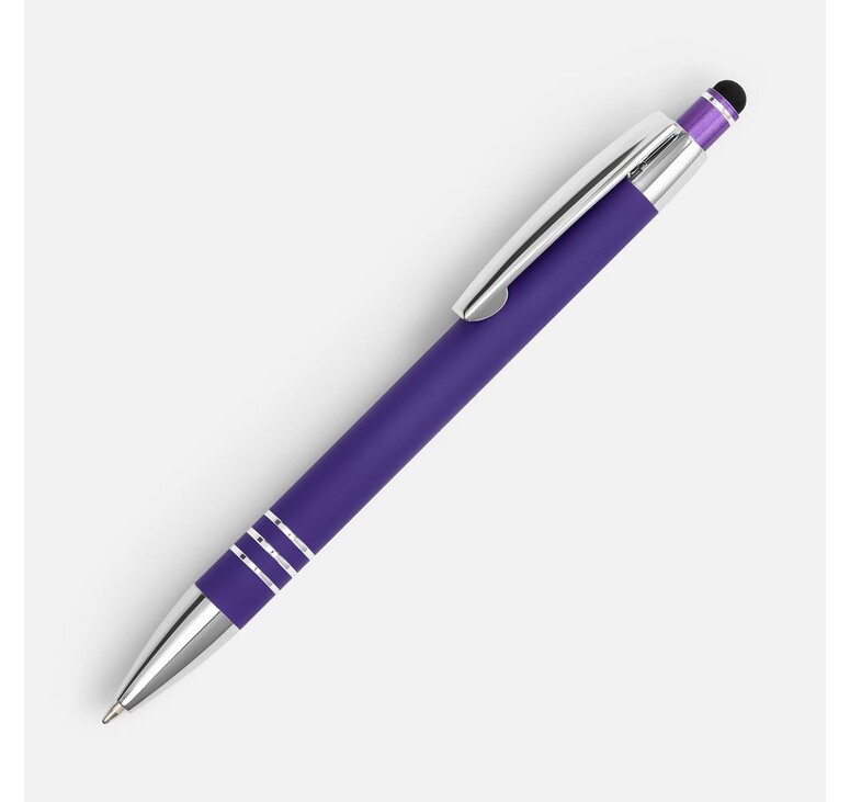 Ручка шариковая Sansen Soft Touch со стилусом, фиолетовая