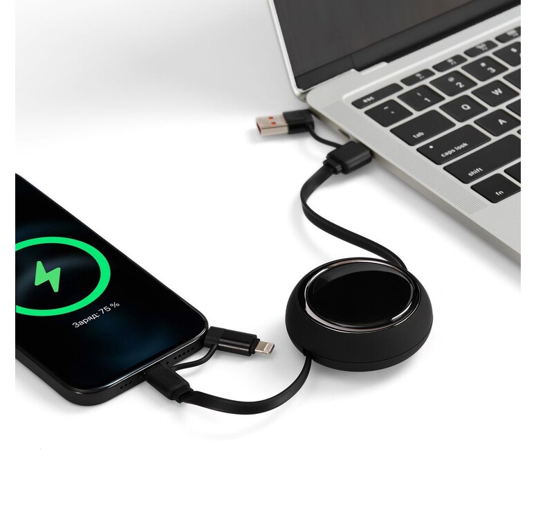 Складной кабель с переходниками pocketCoil, черный