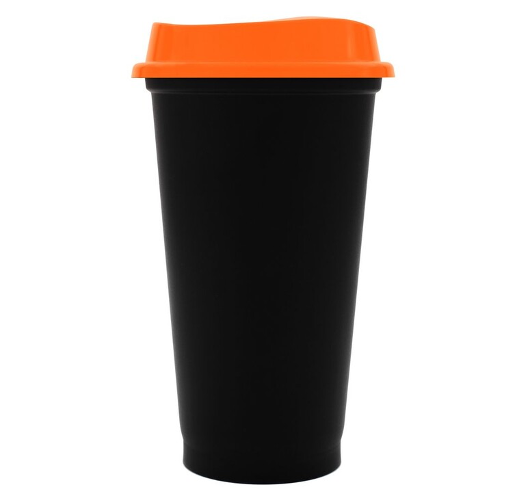 Стакан с крышкой Color Cap Black, черный с оранжевым