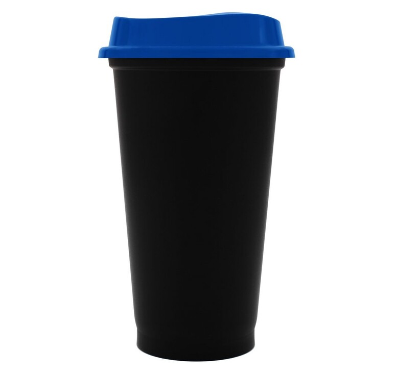 Стакан с крышкой Color Cap Black, черный с синим