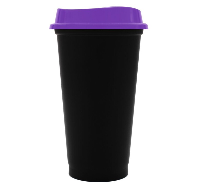 Стакан с крышкой Color Cap Black, черный с фиолетовым