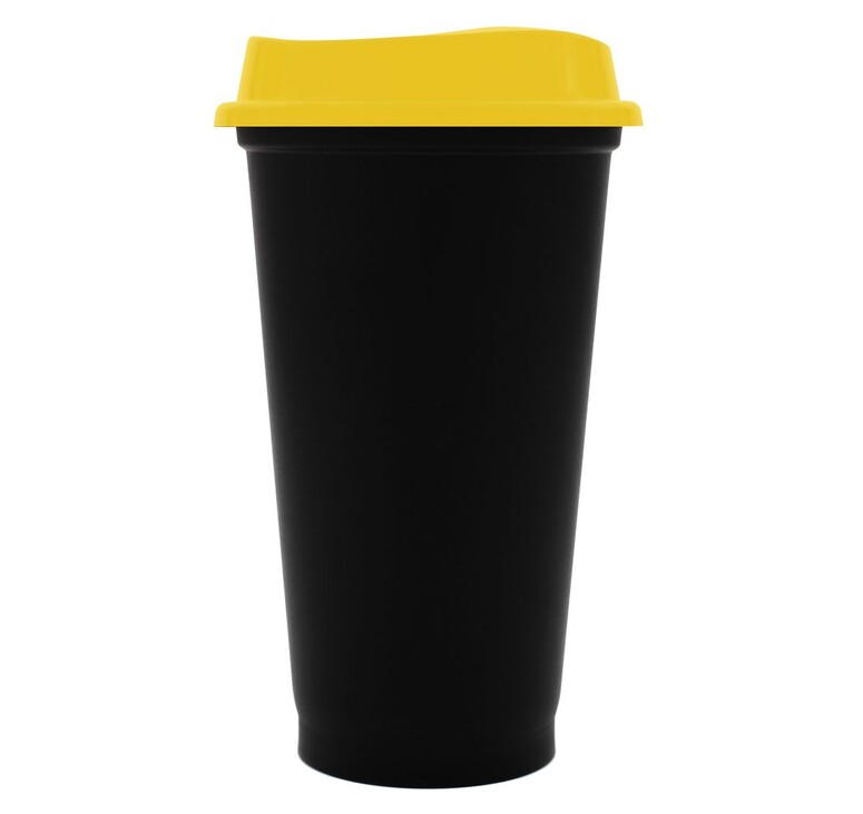 Стакан с крышкой Color Cap Black, черный с желтым