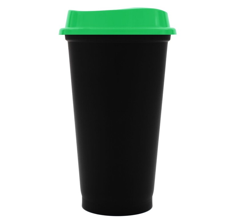 Стакан с крышкой Color Cap Black, черный с зеленым