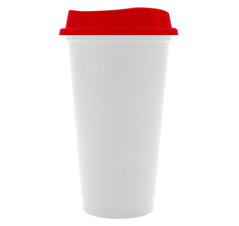 Стакан с крышкой Color Cap White, белый с красным
